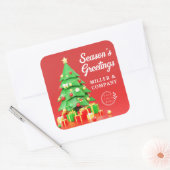 Season's Greetings Christmas 企業の Logo スクエアシール (封筒)