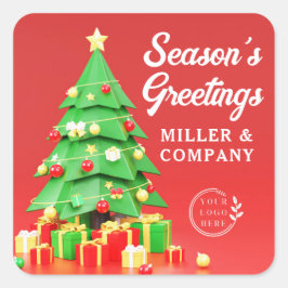Season's Greetings Christmas 企業の Logo スクエアシール