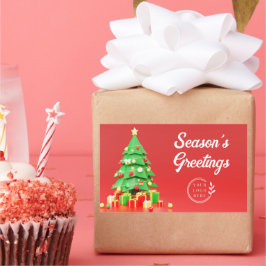 Season's Greetings Christmas 企業の Logo 長方形シール