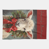 Season's Greetings Christmas Lamb Kitchen Towel キッチンタオル (横)