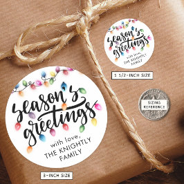 Seasons Greetings Christmas Lights From Name ラウンドシール