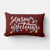 Seasons Greetings Christmas Lights Red ランバークッション (正面)