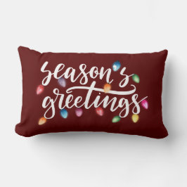 Seasons Greetings Christmas Lights Red ランバークッション