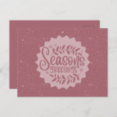 Season's Greetings Christmas Script ポストカード (正面/裏面)