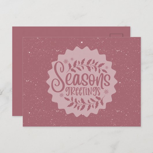 Season's Greetings Christmas Script ポストカード (正面/裏面)