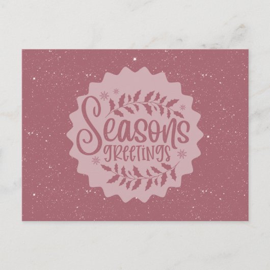 Season's Greetings Christmas Script ポストカード (正面)