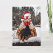 Seasons Greetings Country Rooster Chickens Xmas カード (正面)