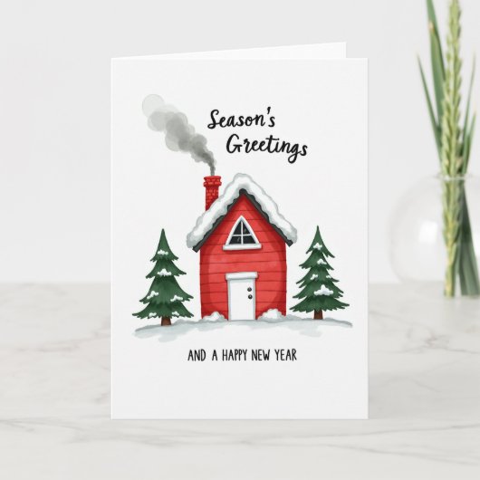 Seasons Greetings Cozy Home Card カード (正面)