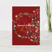 Season's Greetings Dk Red Holiday Christmas  カード (正面)