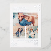 Seasons Greetings Elegant Photo Collage Silver 箔シーズンカード (正面)