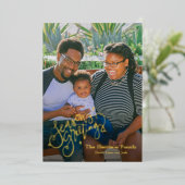 Seasons Greetings Family Photo Christmas Real 箔シーズンカード (立ち正面)