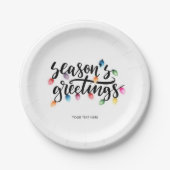 Seasons Greetings Festive Christmas Lights Name ペーパープレート (正面)