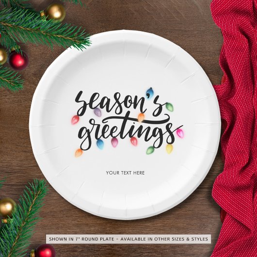 Seasons Greetings Festive Christmas Lights Name ペーパープレート