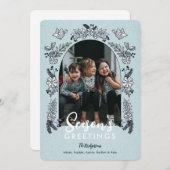 Season's Greetings Flowersフォトアーチかわいい シーズンカード (正面/裏面)