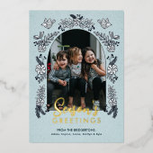 Season's Greetings Flowersフォトアーチ 箔シーズンカード (正面)