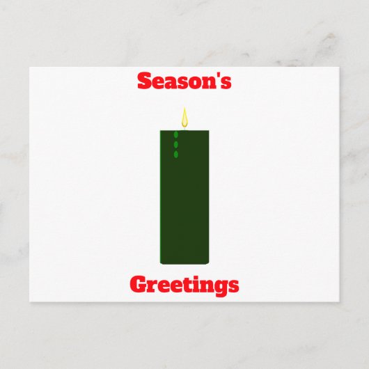 Season's Greetings Green Candleはがき ポストカード (正面)