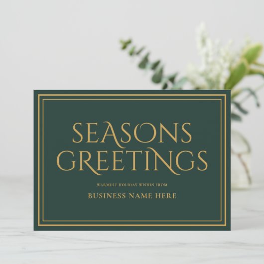 Seasons Greetings Green Modern Elegant Business シーズンカード (スタンド正面)