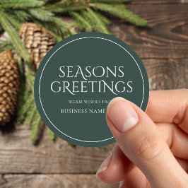 Seasons Greetings Green Modern Elegant Business ラウンドシール
