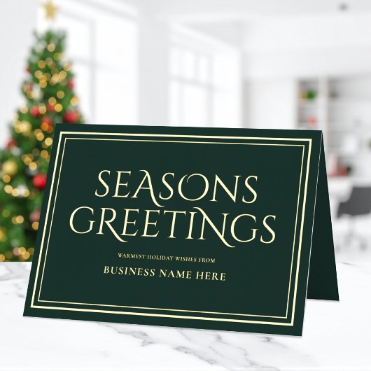 Seasons Greetings Green Modern Elegant Business 箔シーズンカード