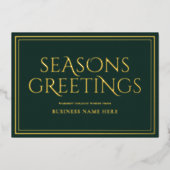 Seasons Greetings Green Modern Elegant Business 箔シーズンカード (正面)
