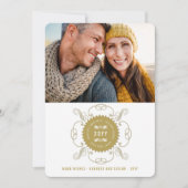 Season's Greetings Happy New Year金ゴールド・シール写真 シーズンカード (正面)