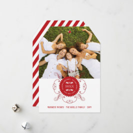 Season's Greetings Happy New Year Red Seal写真 シーズンカード