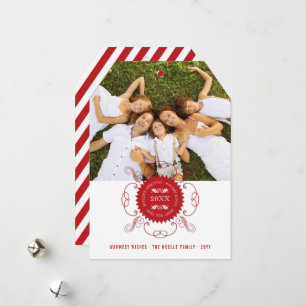 Season's Greetings Happy New Year Red Seal写真 シーズンカード
