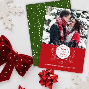 Season's Greetings Happy New Year Red Seal写真 シーズンカード