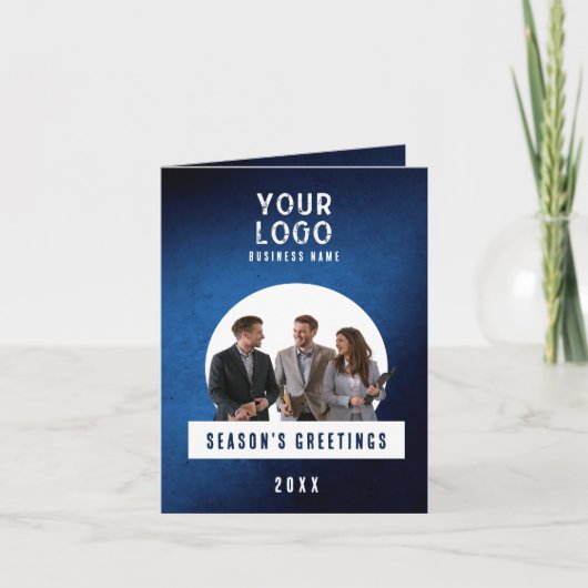 Season's Greetings Logo Custom Photo Business シーズンカード (正面)