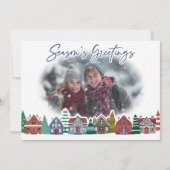 Season's Greetings Photo Boho Christmas Village シーズンカード (正面)