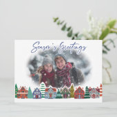 Season's Greetings Photo Boho Christmas Village シーズンカード (スタンド正面)
