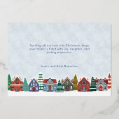 Season's Greetings Photo Boho Christmas Village 箔シーズンカード (裏面)