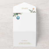 Season's Greetings Pine Christmas Ornament Photo オールインワン招待状 (外側)