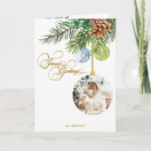 Season's Greetings Pine Christmas Ornament Photo シーズンカード (正面)