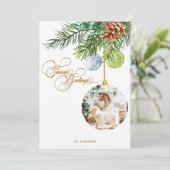 Season's Greetings Pine Christmas Ornament Photo シーズンカード (スタンド正面)