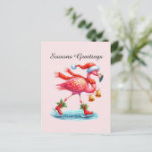 Seasons greetings pink flamingo  シーズンポストカード (スタンド正面)