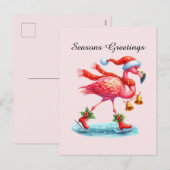 Seasons greetings pink flamingo  シーズンポストカード (正面/裏面)