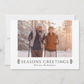 Seasons Greetings Poinsettia Landscape Photo シーズンカード (正面)