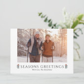 Seasons Greetings Poinsettia Landscape Photo シーズンカード (スタンド正面)