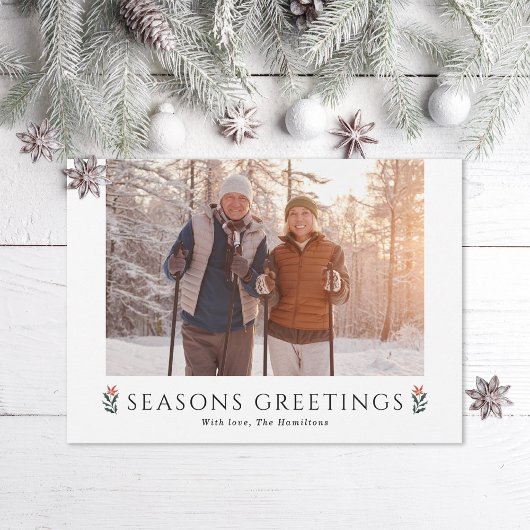 Seasons Greetings Poinsettia Landscape Photo シーズンカード