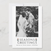 Seasons Greetings Poinsettia Photo シーズンカード (正面)