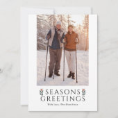 Seasons Greetings Poinsettia Photo シーズンカード (正面)