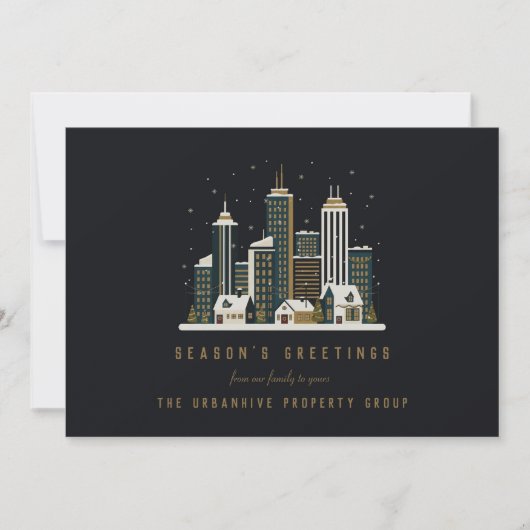 Season's Greetings Real Estate Christmas Postcard シーズンカード (正面)