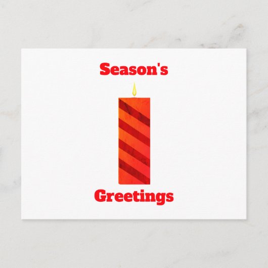 Season's Greetings Red Candleはがき ポストカード (正面)
