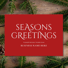 Seasons Greetings Red Modern Elegant Business シーズンカード
