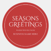Seasons Greetings Red Modern Elegant Business ラウンドシール (正面)