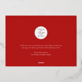 Seasons Greetings Red Modern Elegant Business 箔シーズンカード (裏面)