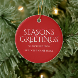 Seasons Greetings Red Modern Logo Business セラミックオーナメント
