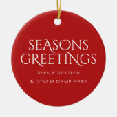 Seasons Greetings Red Modern Logo Business セラミックオーナメント (正面)