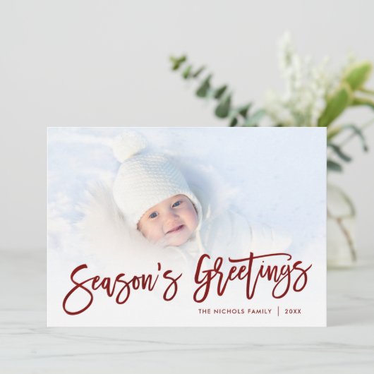 Season's Greetings Red Script Photo Overlay シーズンカード (スタンド正面)